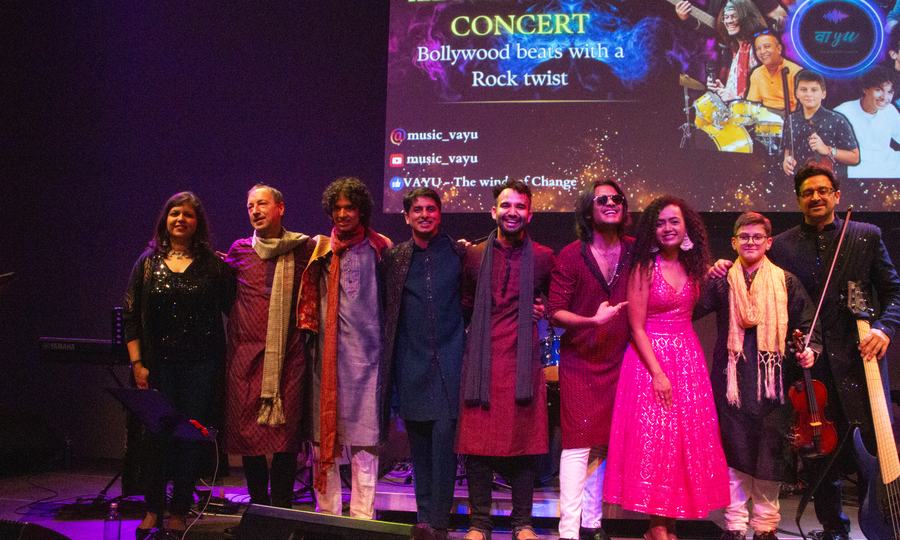 Pranali and the members of Vayu pose together after a performance.